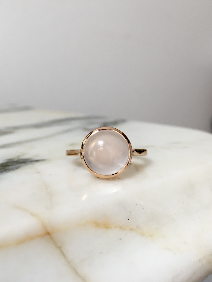 18k Rose Gold Ring Set With A Rose Quartz -photo-2