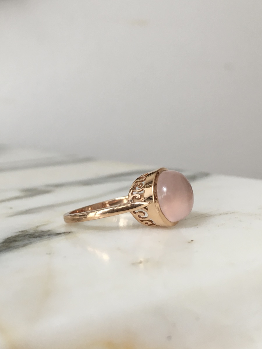 18k Rose Gold Ring Set With A Rose Quartz -photo-3