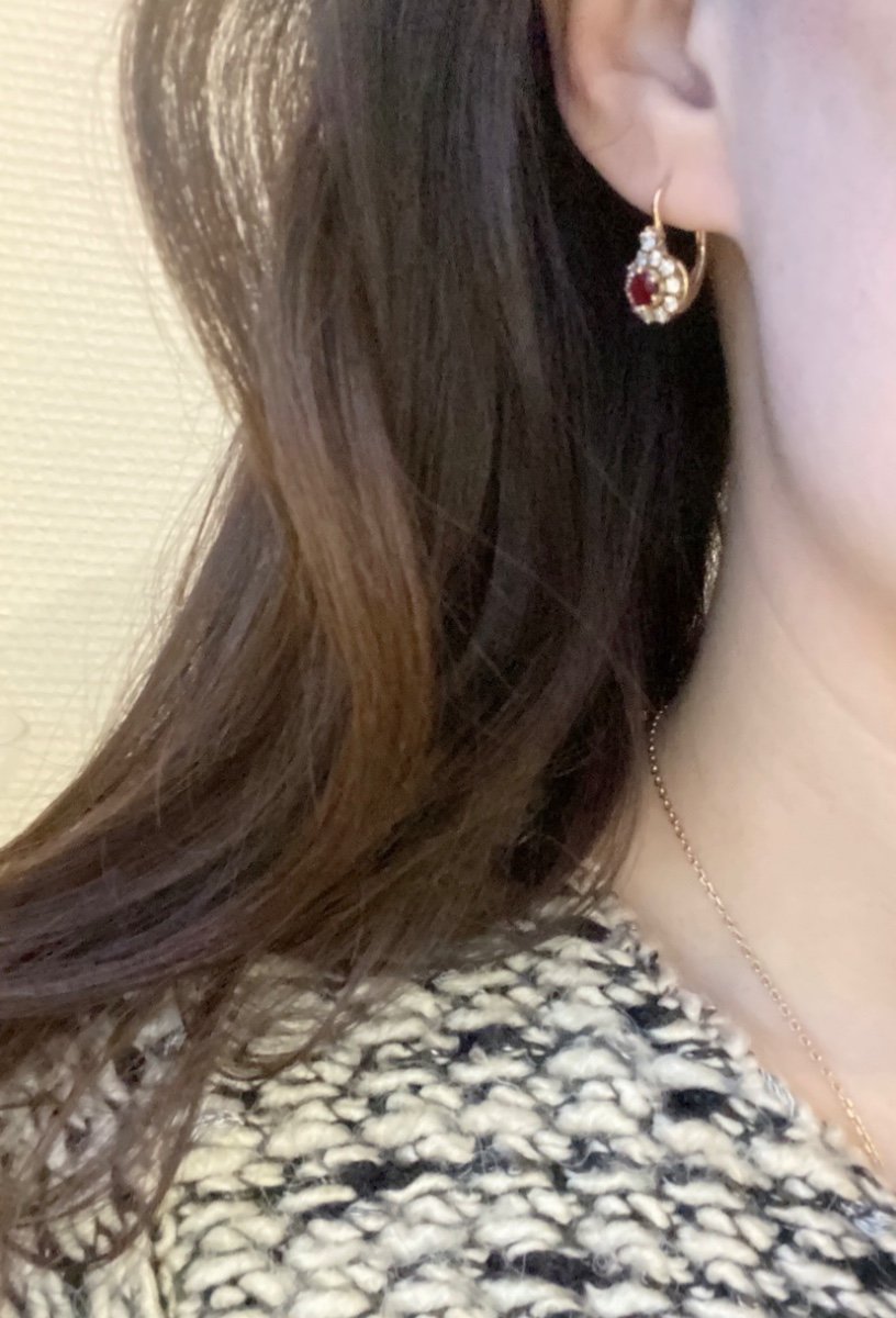 Pair Of Dormeuses Earrings In Yellow Gold (18k)-photo-3