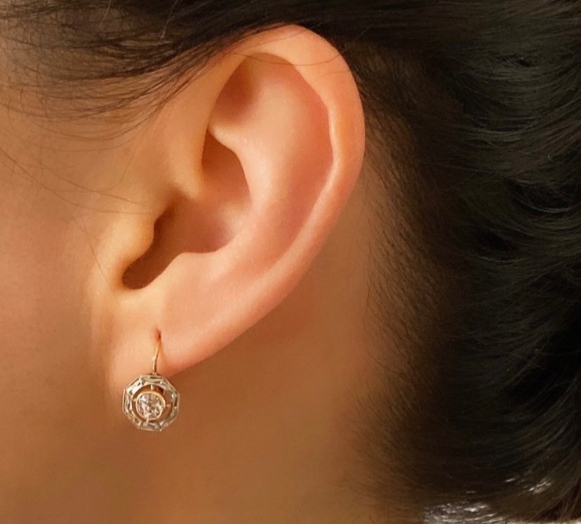 Dormeuses Earrings In 18k Gold And Diamonds-photo-6