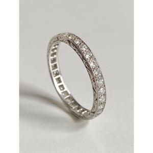 Art Deco American Alliance Ring In Platinum And Diamonds