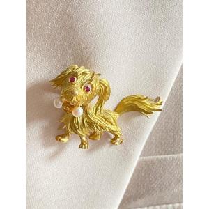“dog” Brooch In 18k Yellow Gold 