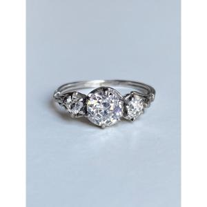 Magnificent Old Art Deco Period Ring In 900 Platinum And Diamonds