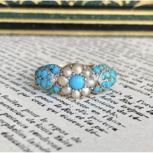 Antique Flower Ring In 18k Yellow Gold