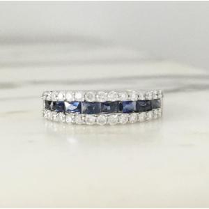 Bague en or blanc 18K saphirs et diamants