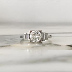 Art Deco Ring In Platinum And Diamonds