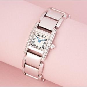 Montre Cartier TANKISSIME PETIT MODÈLE en or gris 18K et diamants