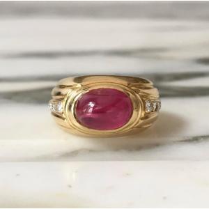 18k Yellow Gold, Ruby, And Diamond Ring