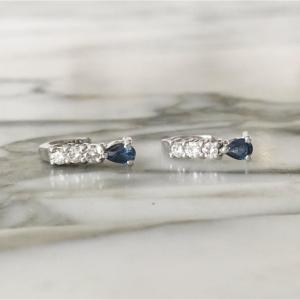 Small 18k White Gold Earrings With Sapphires And Diamonds