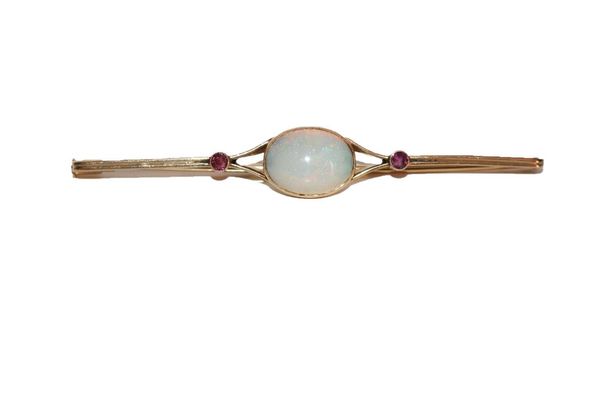 Broche-barrette Opale Et Rubis Art D&eacute;co