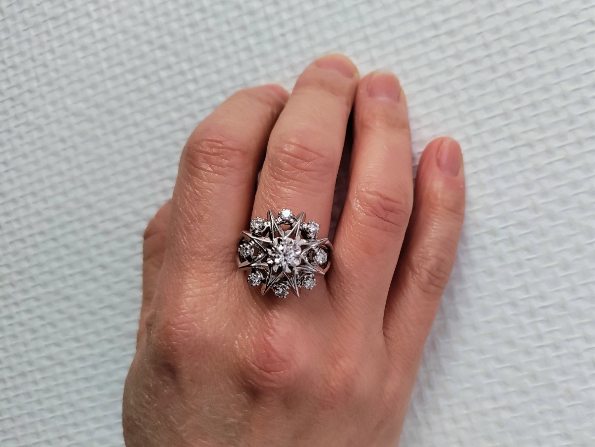 Bague &eacute;toile Or Gris Et Diamants-photo-4