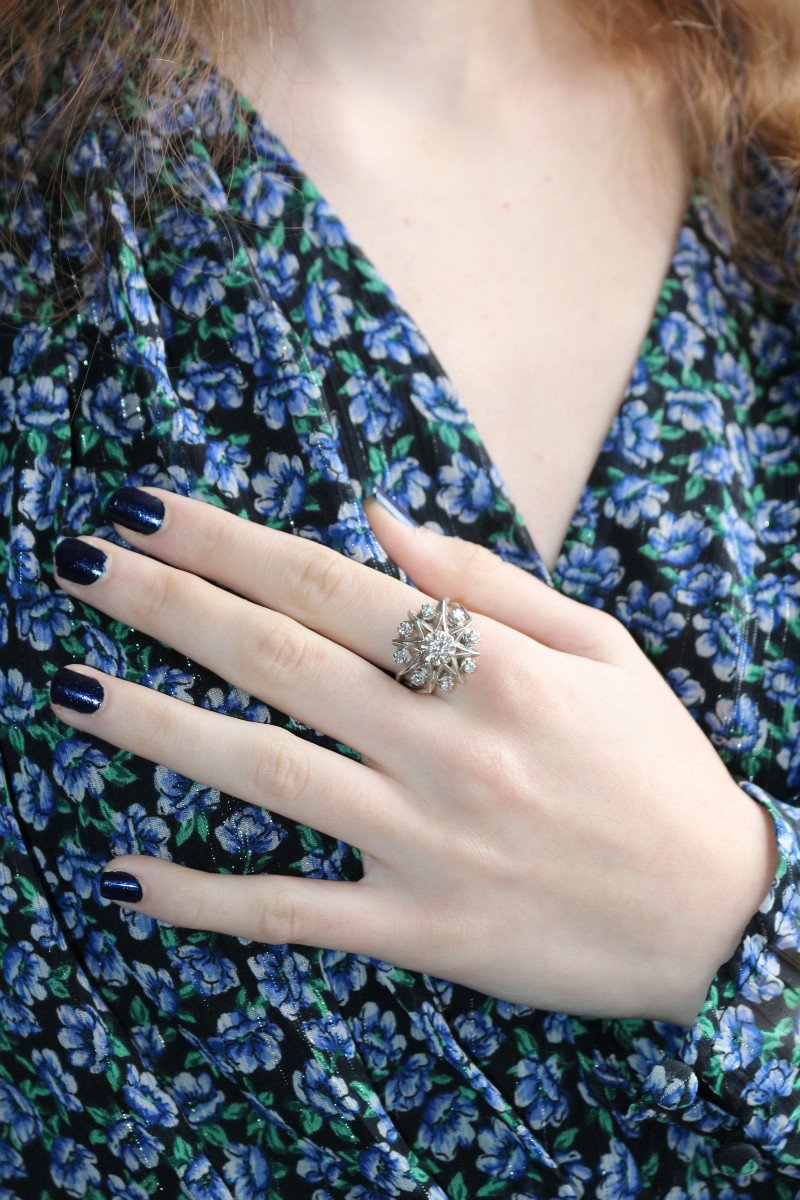 Bague &eacute;toile Or Gris Et Diamants-photo-8