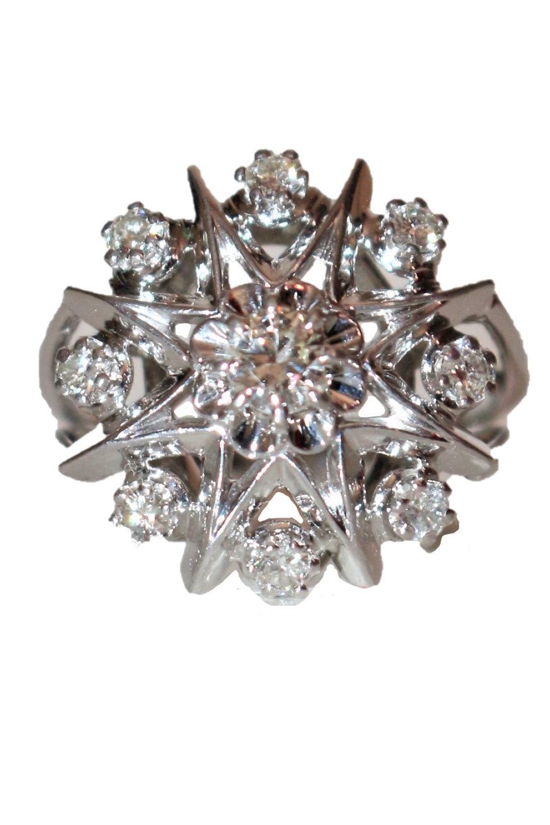 Bague &eacute;toile Or Gris Et Diamants
