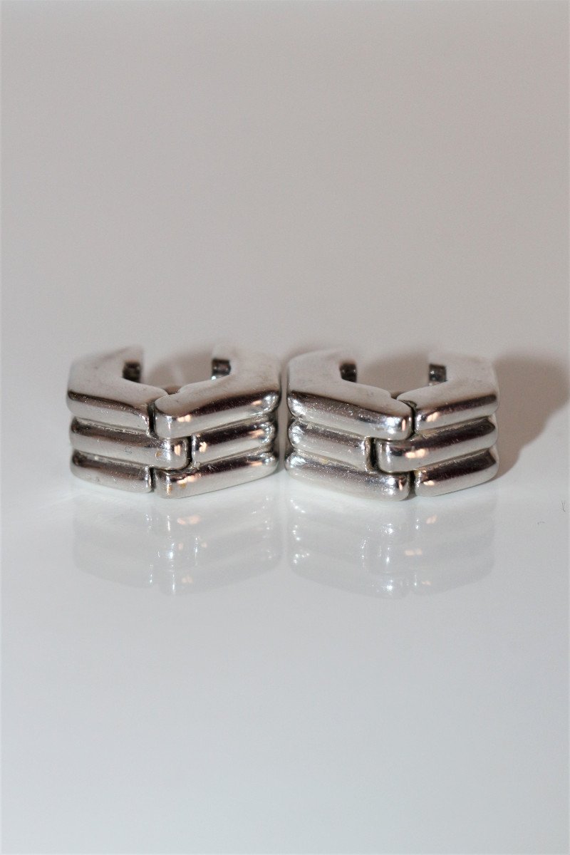 Chimento Boucles Pour Oreilles Percées Vintage En Or Blanc-photo-2