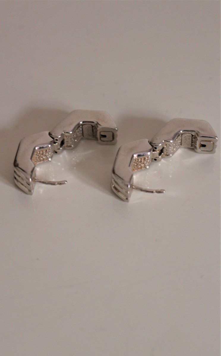 Chimento Boucles Pour Oreilles Percées Vintage En Or Blanc-photo-6