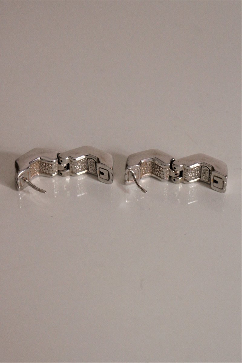 Chimento Boucles Pour Oreilles Percées Vintage En Or Blanc-photo-7