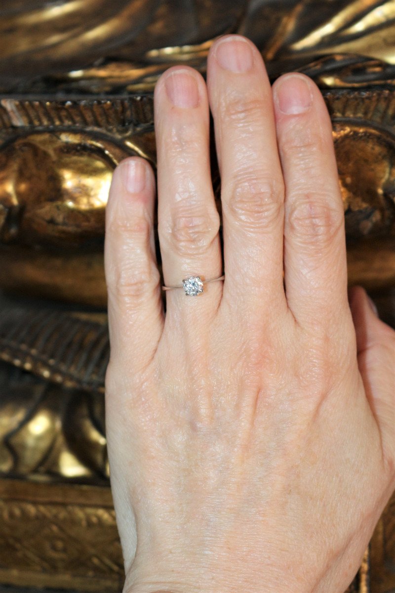 Solitaire Ring On White Gold -photo-7