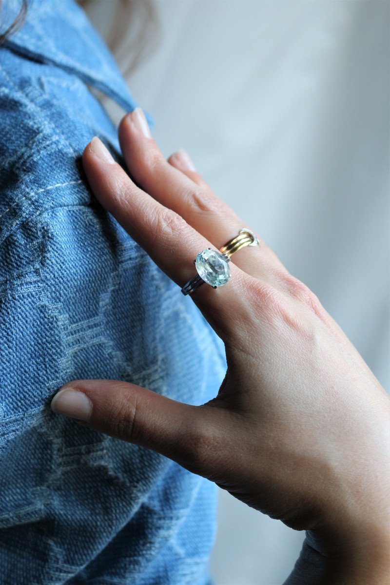 Bague Or Blanc Aigue-marine 4.66cts-photo-4