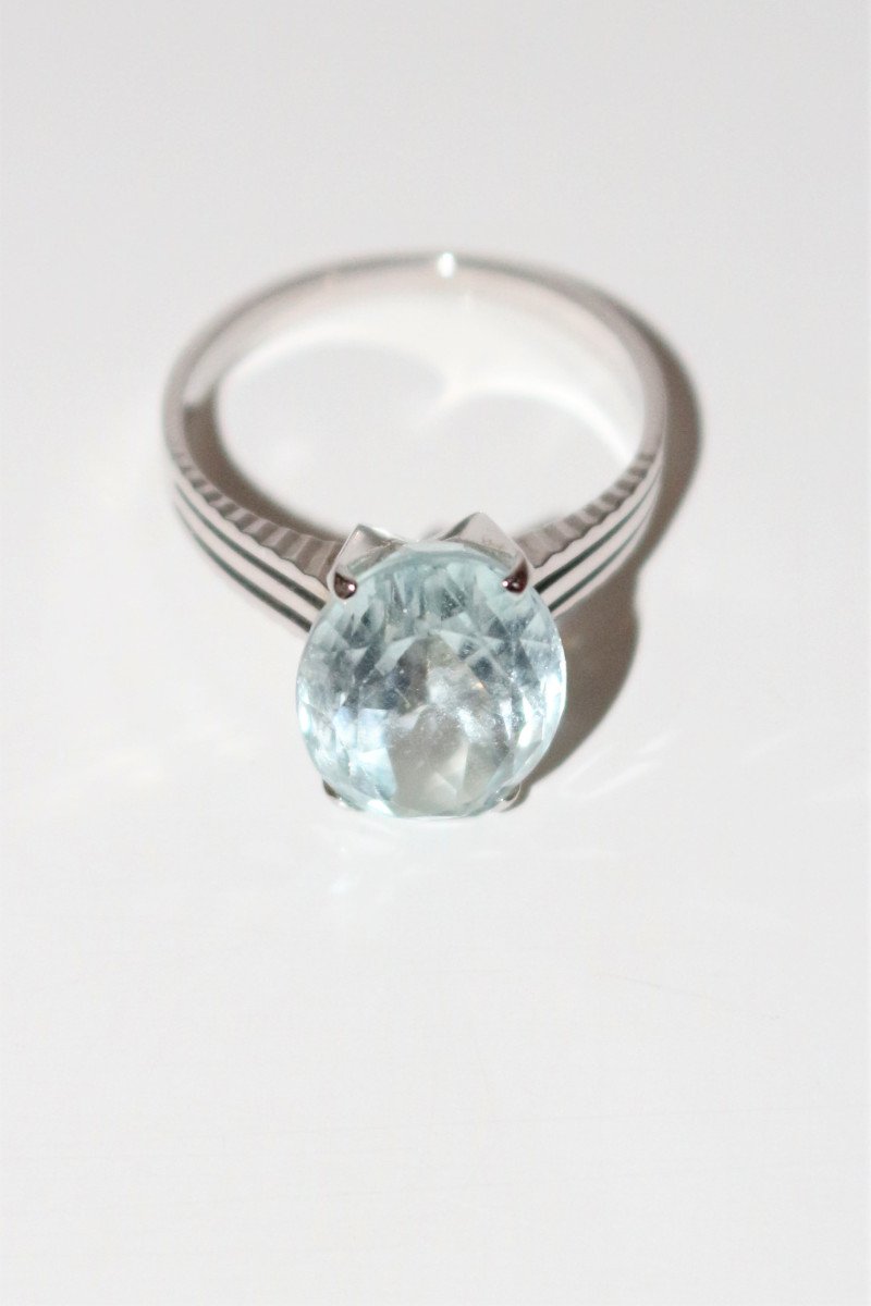 Bague Or Blanc Aigue-marine 4.66cts-photo-2