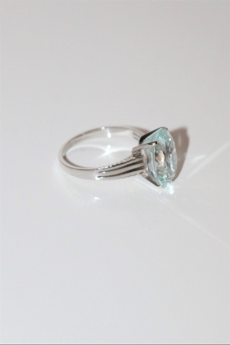 Bague Or Blanc Aigue-marine 4.66cts-photo-4