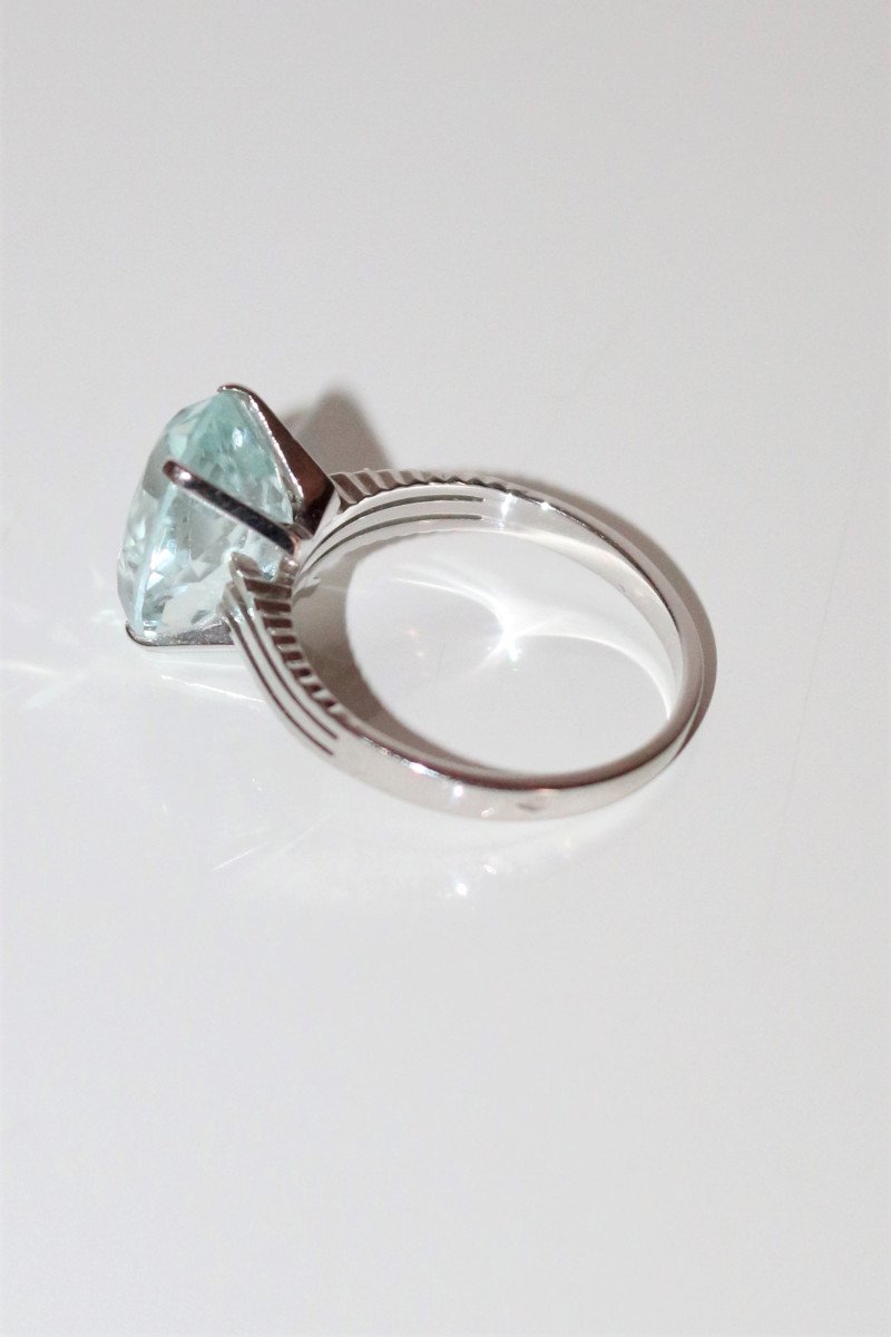 Bague Or Blanc Aigue-marine 4.66cts-photo-5