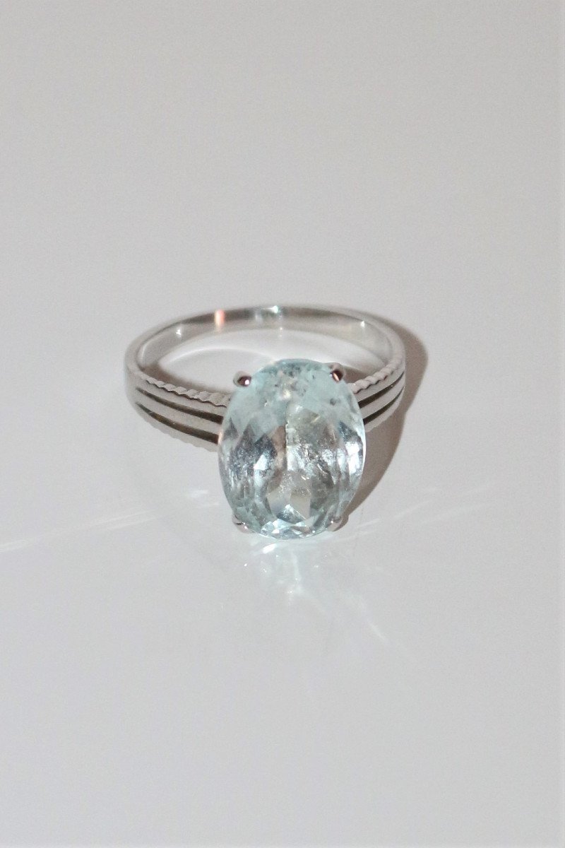 Bague Or Blanc Aigue-marine 4.66cts-photo-7