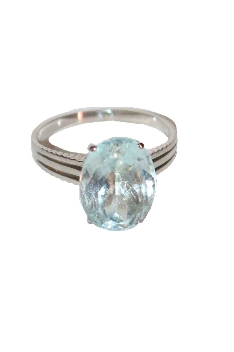 Bague Or Blanc Aigue-marine 4.66cts