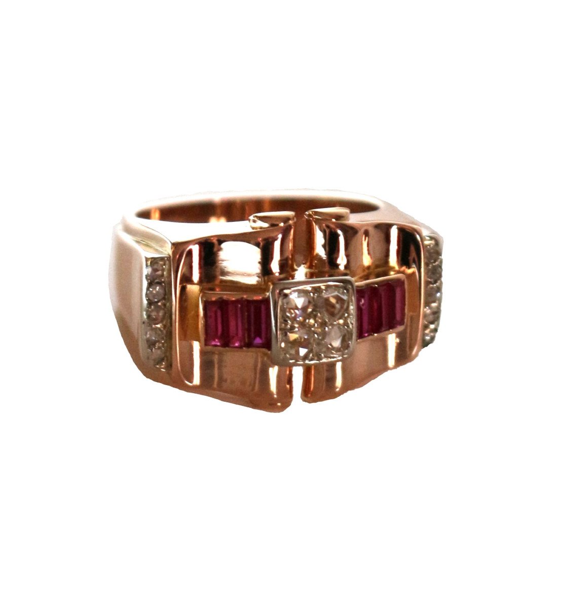 Bague R&eacute;tro Rubis Et Diamants