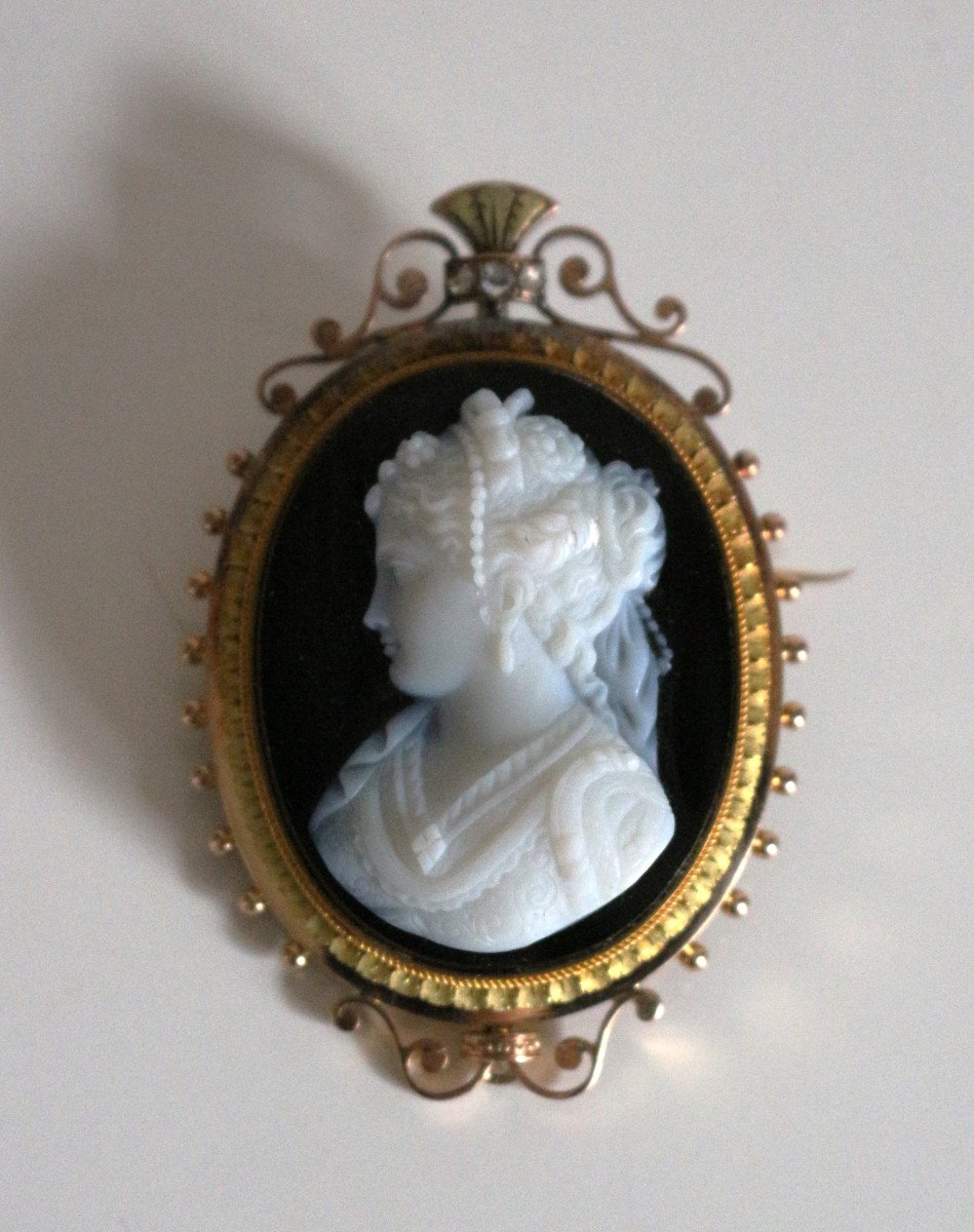 Napoleon III Cameo Brooch On Onyx-photo-3