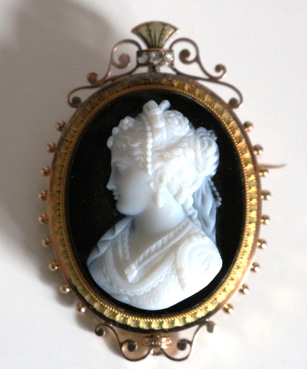 Napoleon III Cameo Brooch On Onyx-photo-4