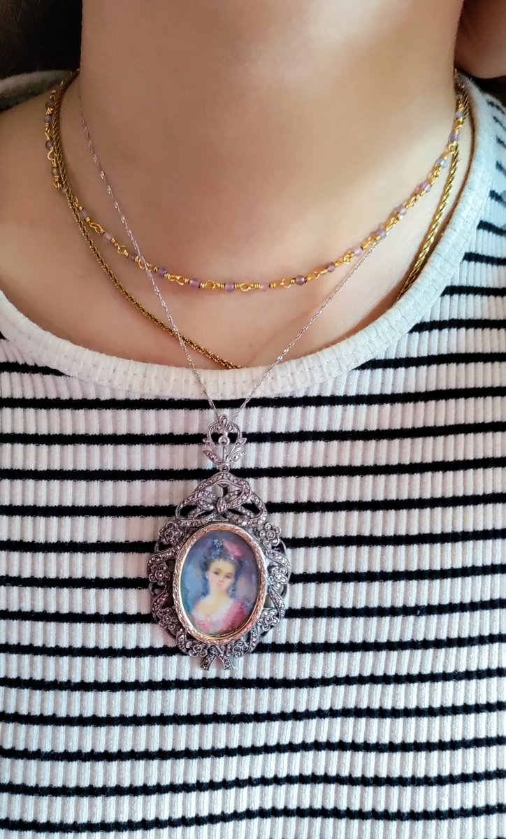 Pendentif broche miniature et marcassites-photo-3