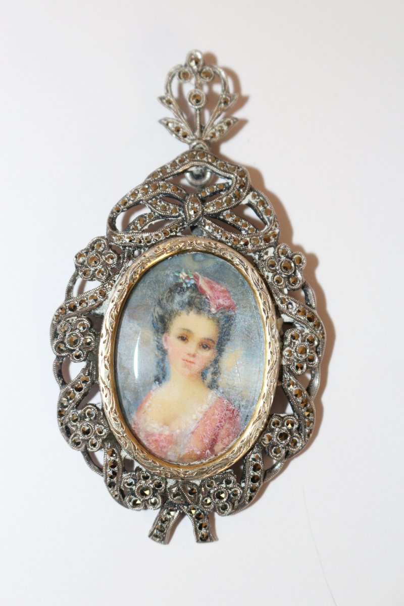Pendentif broche miniature et marcassites-photo-2