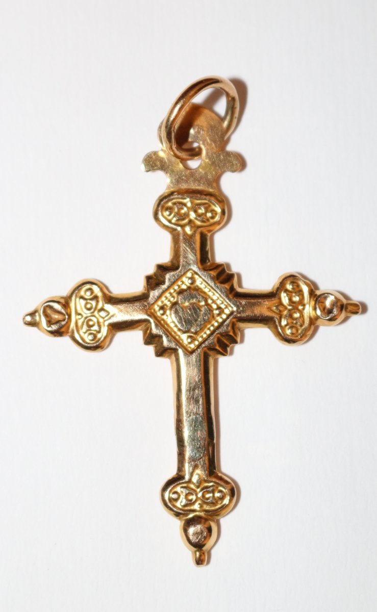 19th Century Yellow Gold Jeannette Cross-photo-3