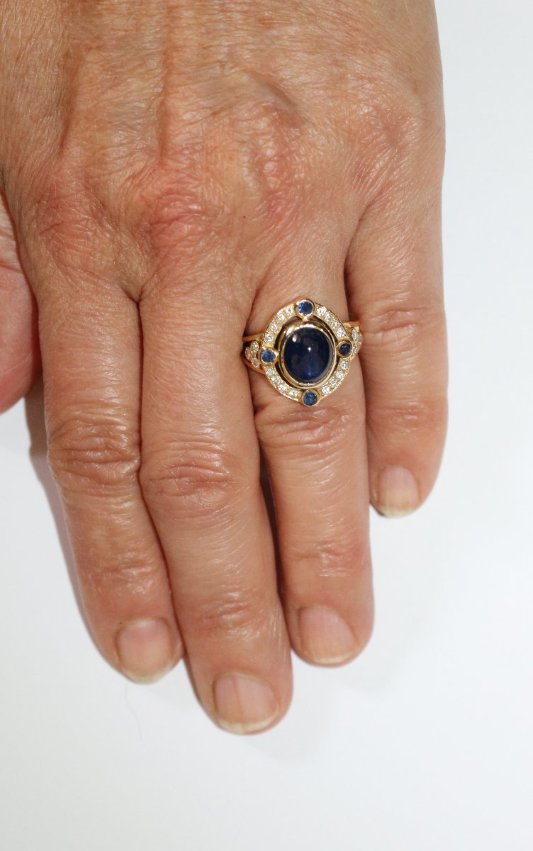 Sapphire And Diamond Cabochon Ring-photo-6