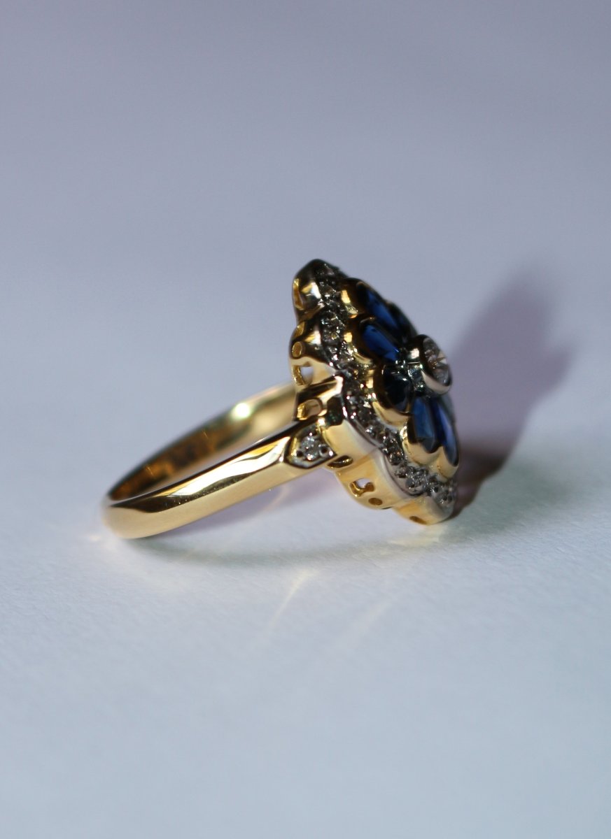 Flower Ring With Diamonds And Sapphires-photo-1