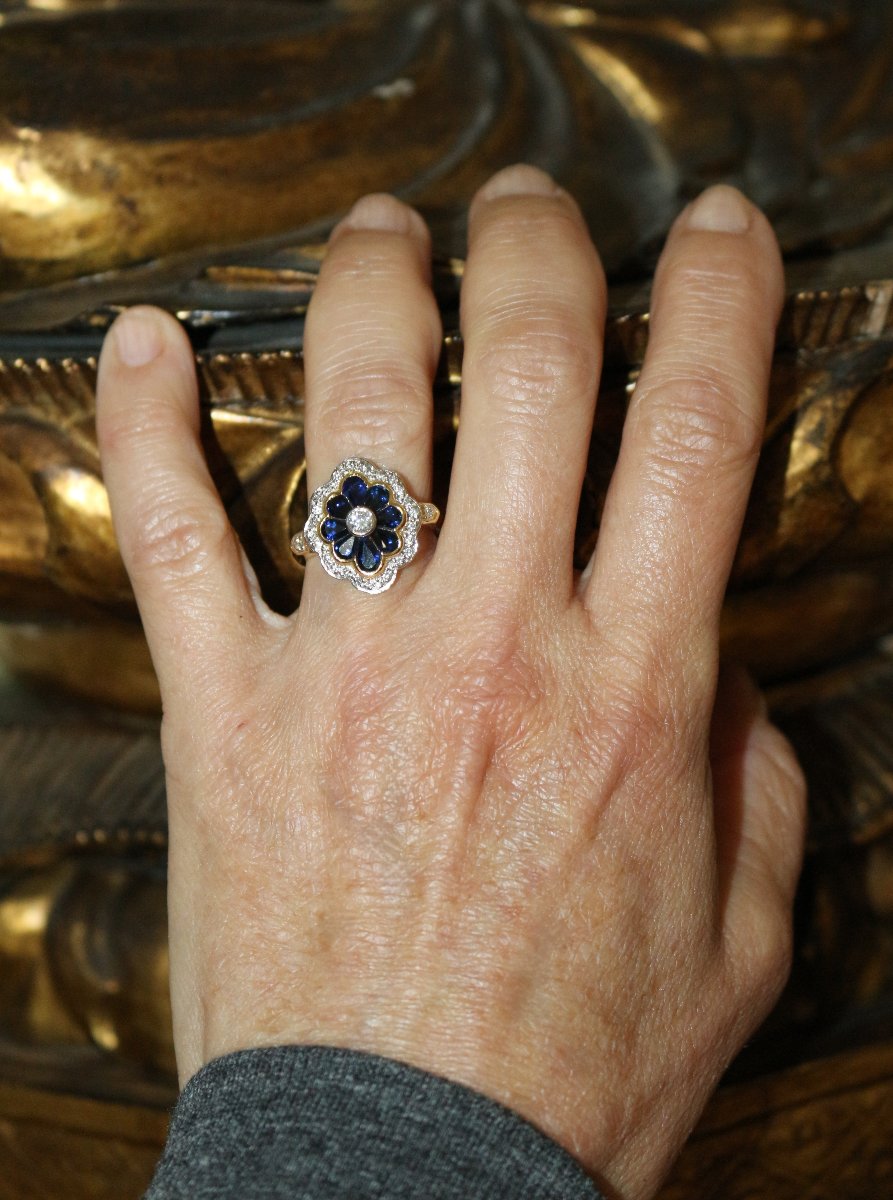 Flower Ring With Diamonds And Sapphires-photo-6