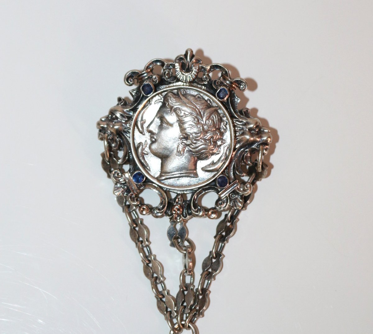 Chatelaine Brooch, Silver Coin, 1880-photo-2