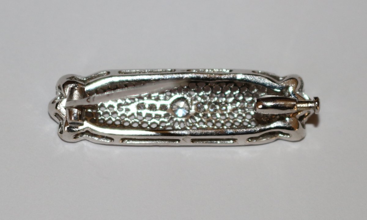 Broche-barrette de style Art Déco en or blanc 750/1000e et diamants-photo-2