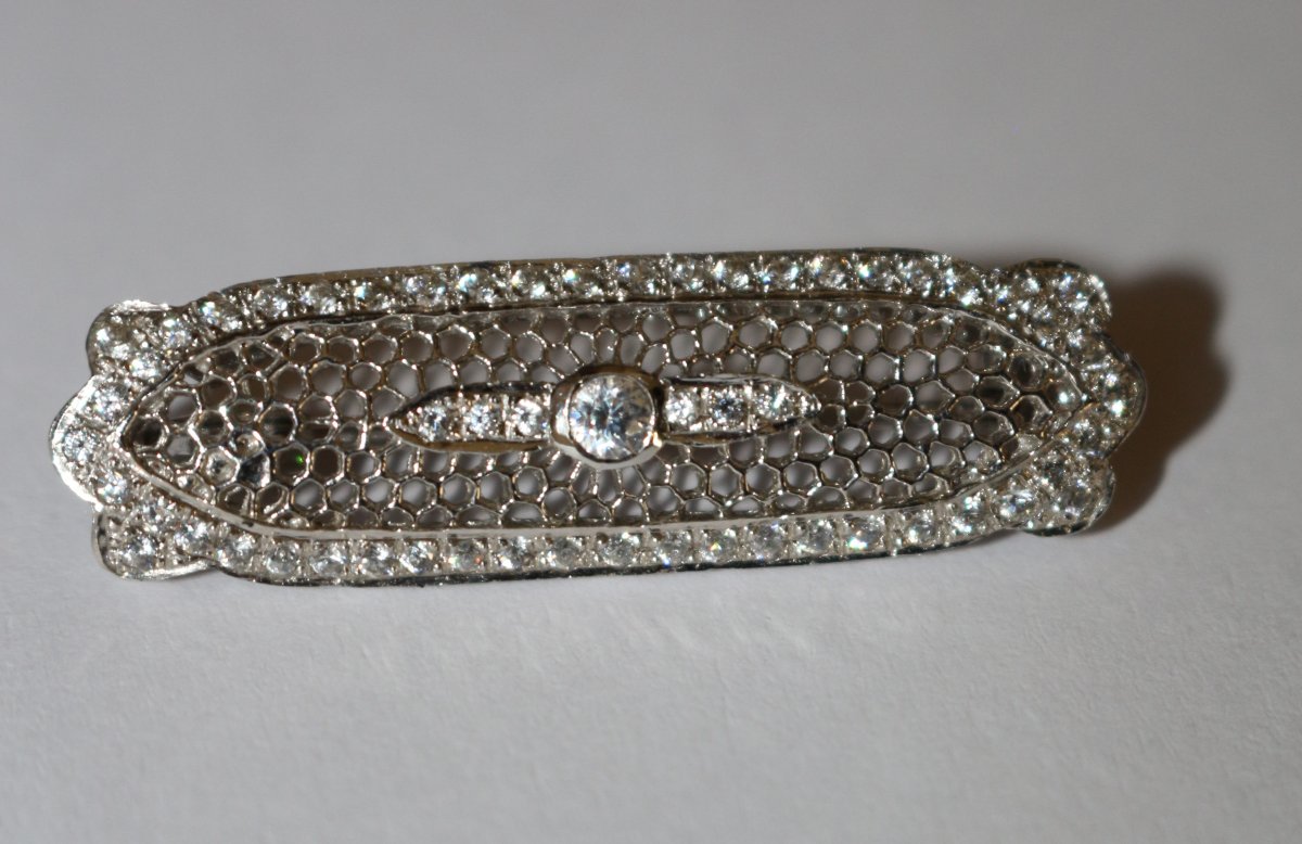 Broche-barrette de style Art Déco en or blanc 750/1000e et diamants-photo-2