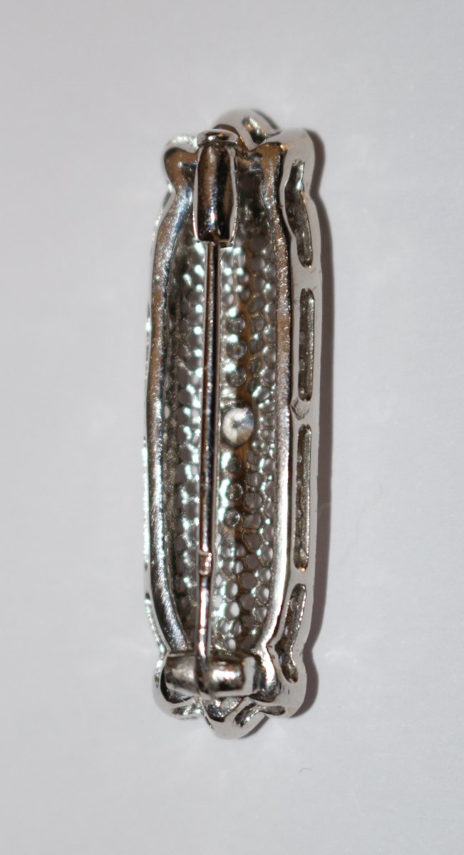Broche-barrette de style Art Déco en or blanc 750/1000e et diamants-photo-4