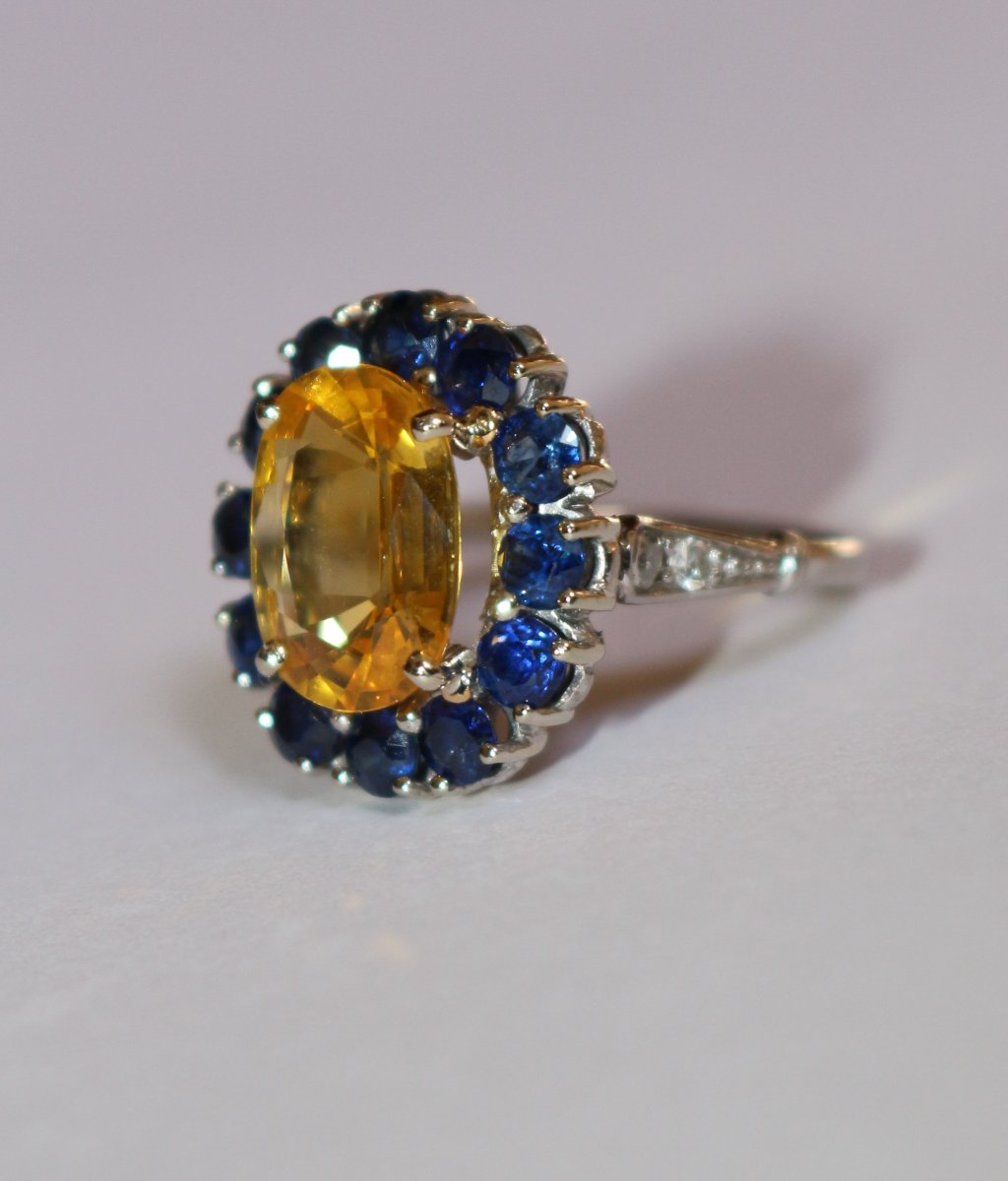 Bague marguerite saphir jaune-photo-3