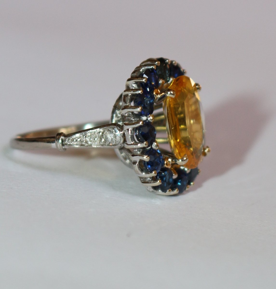 Bague marguerite saphir jaune-photo-4