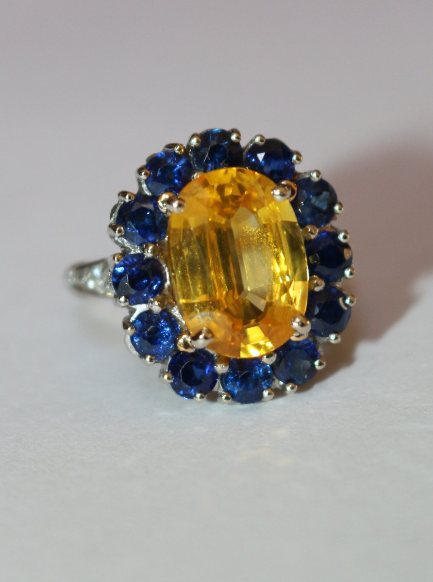 Bague marguerite saphir jaune-photo-2