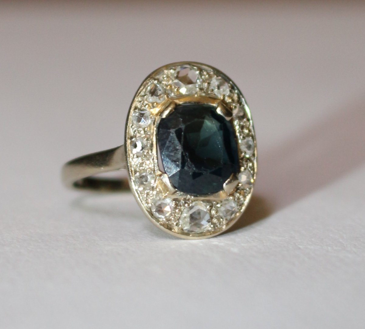 Oval Sapphire Diamond Ring 1925-photo-3