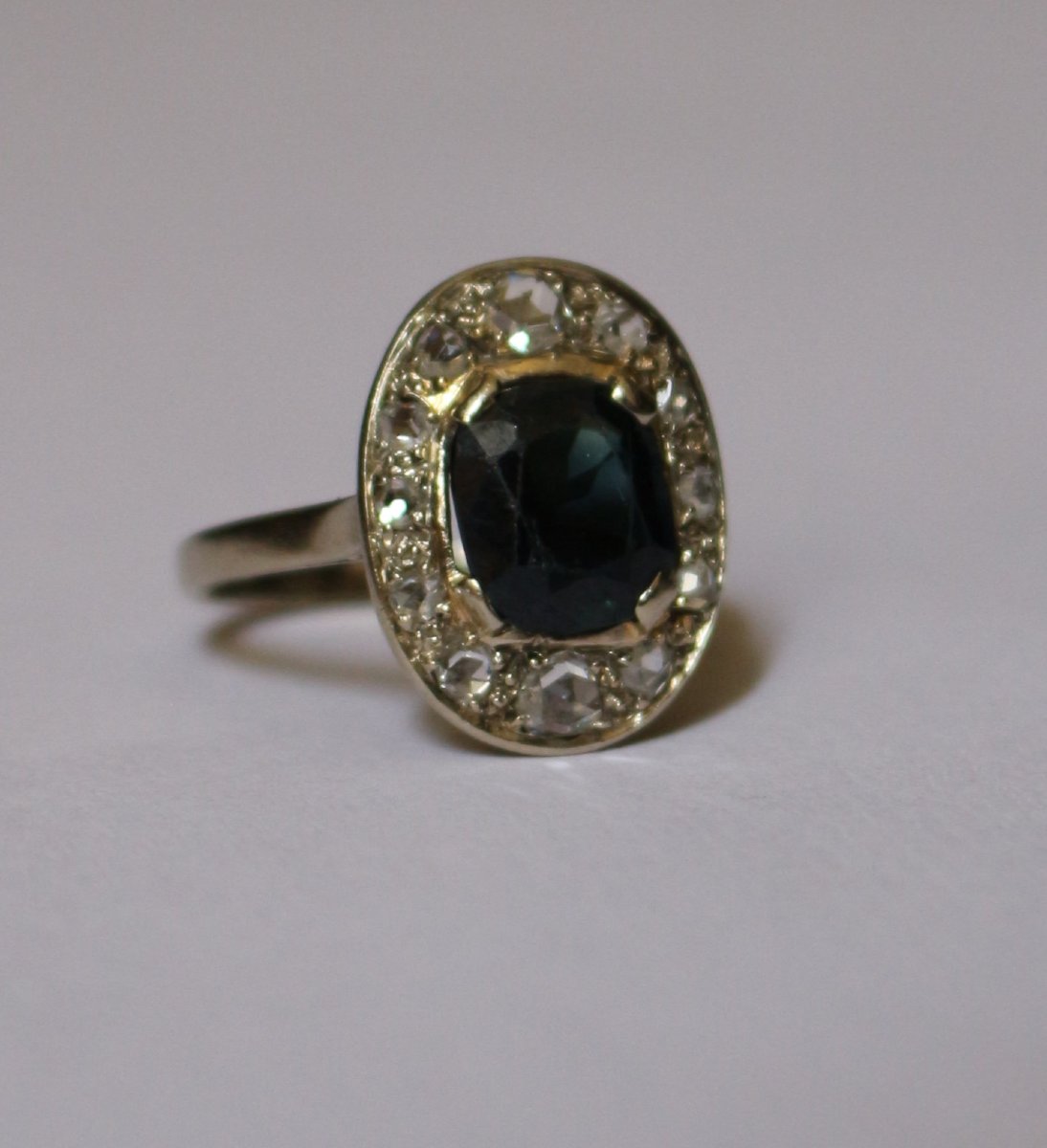 Oval Sapphire Diamond Ring 1925-photo-4