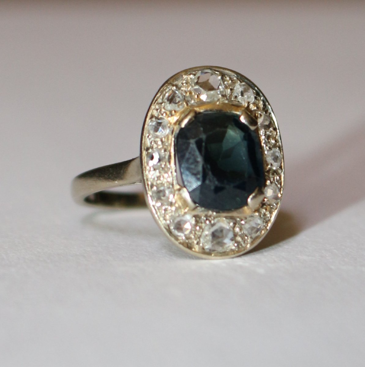 Oval Sapphire Diamond Ring 1925-photo-5