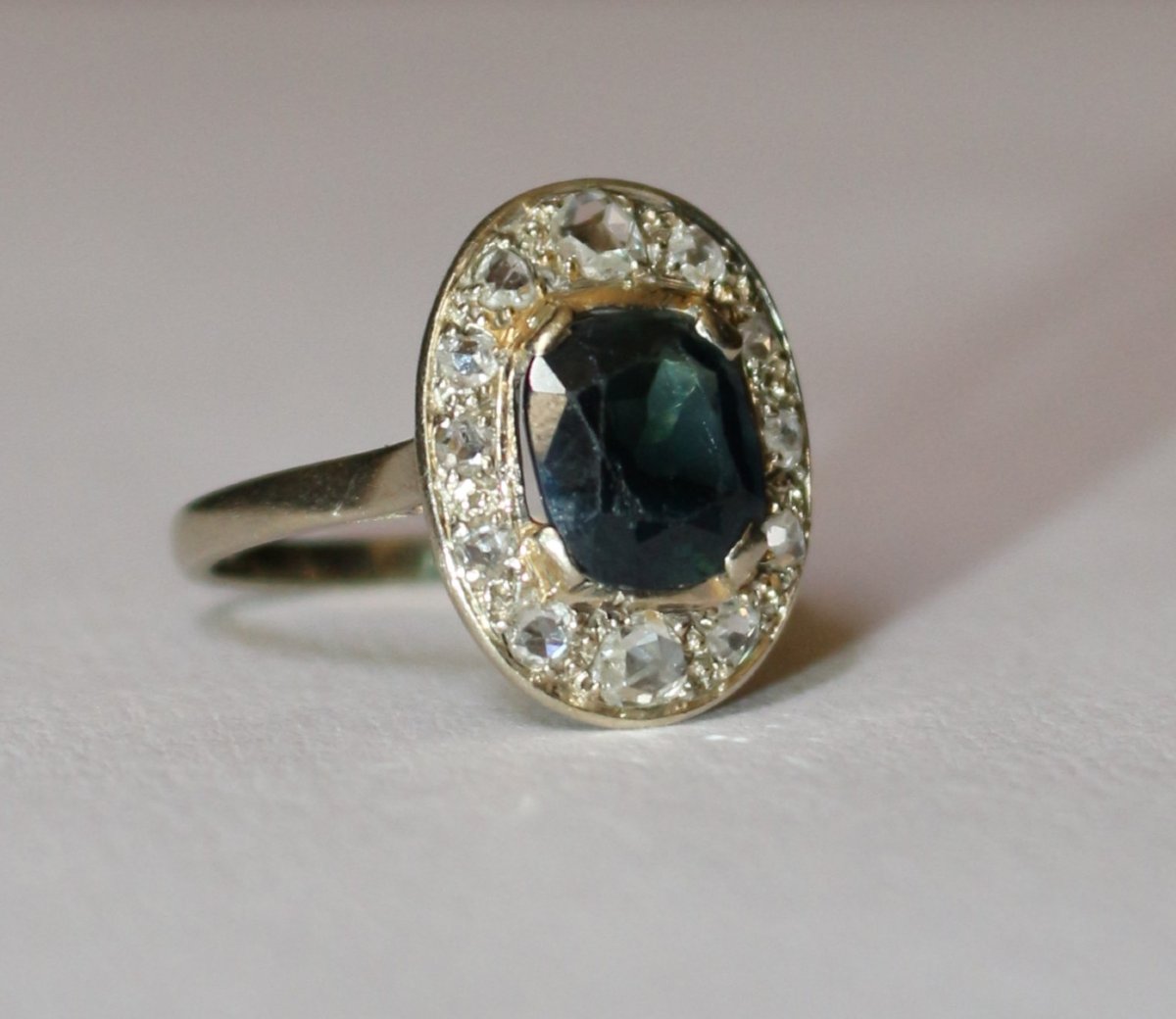 Oval Sapphire Diamond Ring 1925-photo-6