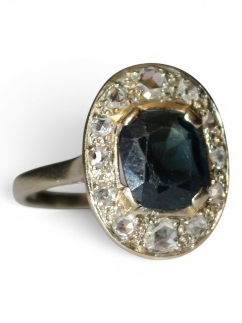 Oval Sapphire Diamond Ring 1925