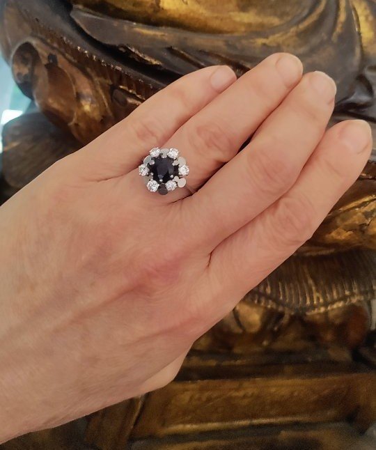Sapphire Diamond Daisy Ring-photo-2