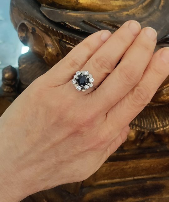 Sapphire Diamond Daisy Ring-photo-2